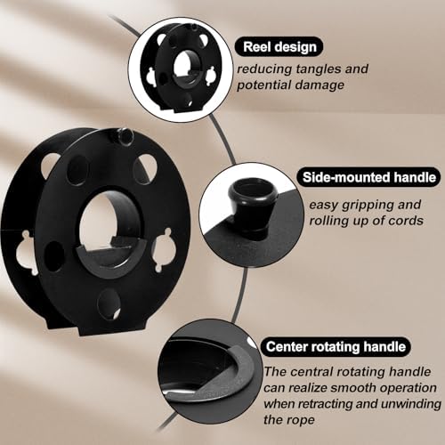 Cord Storage Reel Easy to Use with Center Rotating Handle 100 Feet (Black) - Image 5