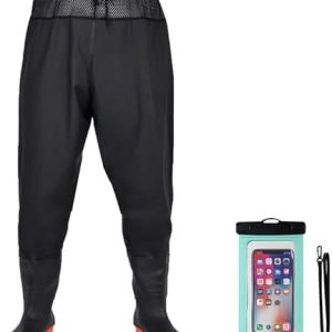 Fishing Waders with Boots, Nylon/PVC Waist Wader Pants Fishing Waders for Men Women, Waterproof Bootfoot Waders
