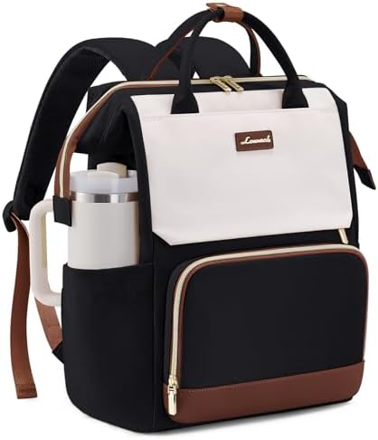 LOVEVOOK Laptop Backpack for Women with Giant Tumbler Holder Pocket, 15.6 inch Travel Work Backpack Purse for Nurse Teacher, Waterproof School Bag College Bookbag Cute Casual Daypack for Girls