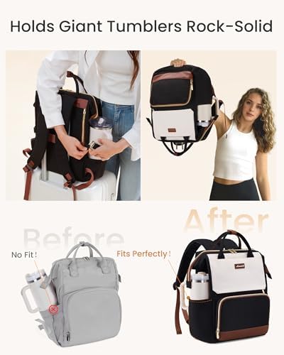 LOVEVOOK Laptop Backpack for Women with Giant Tumbler Holder Pocket, 15.6 inch Travel Work Backpack Purse for Nurse Teacher, Waterproof School Bag College Bookbag Cute Casual Daypack for Girls - Image 2