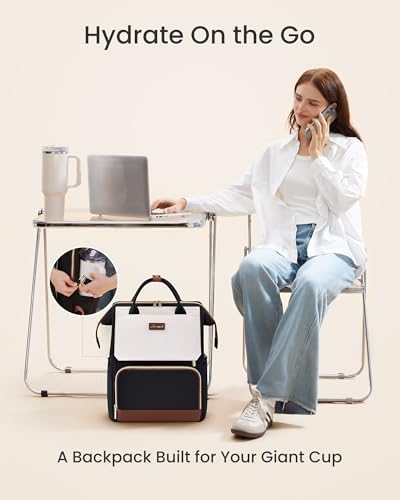 LOVEVOOK Laptop Backpack for Women with Giant Tumbler Holder Pocket, 15.6 inch Travel Work Backpack Purse for Nurse Teacher, Waterproof School Bag College Bookbag Cute Casual Daypack for Girls - Image 6