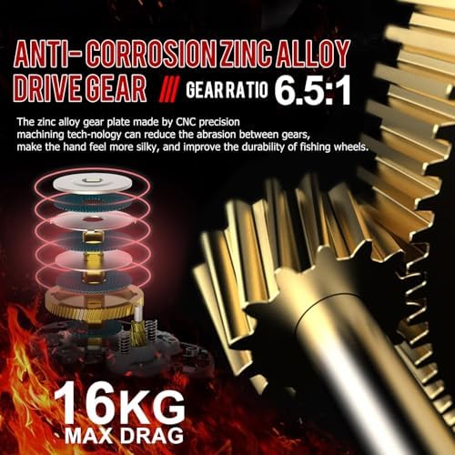 Sougayilang Baitcaster Fishing Reel, 400 Size with 35lbs Max Drag 6.3:1 Gear Ratio, Low Profile Casting Reel, Large Line Capacity for Musky Catfish - Image 6