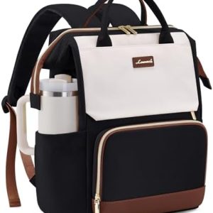 LOVEVOOK Laptop Backpack for Women with Giant Tumbler Holder Pocket, 15.6 inch Travel Work Backpack Purse for Nurse Teacher, Waterproof School Bag College Bookbag Cute Casual Daypack for Girls